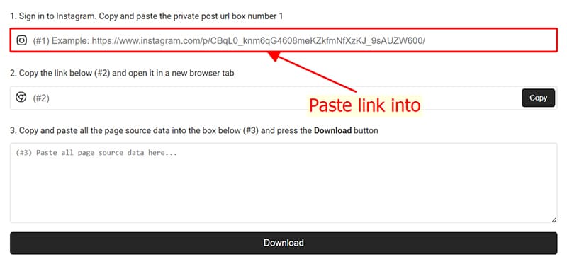 Paste private video link into input box number 1